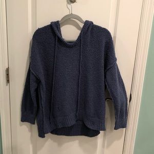 Fuzzy Blue Hooded Sweatshirt